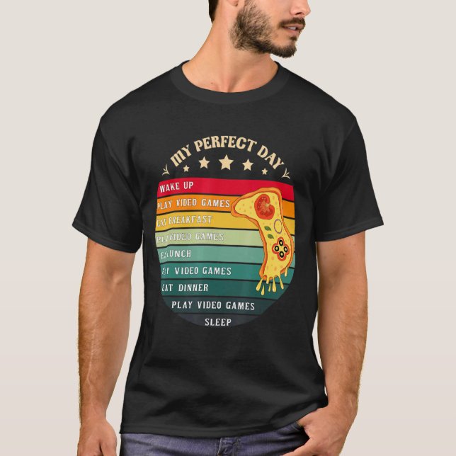 T-shirt Mens My Perfect Day Video Games Jeu (Devant)