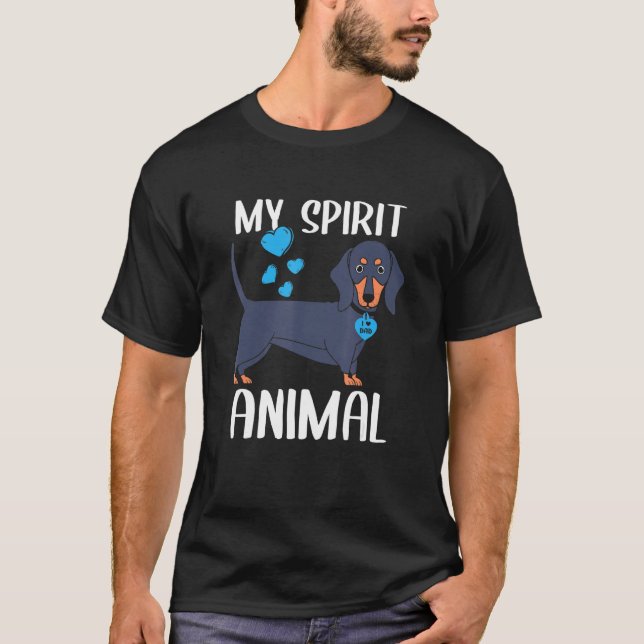 T-shirt Mens My Spirit Animal Dachshund Chien I Love Papa  (Devant)