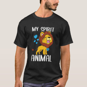T-shirt Mens My Spirit Animal Lion I Love Papa Heart Valen