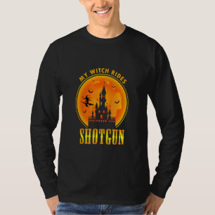 T-shirt Mens My Witch Rides Shotgun Halloween heureux