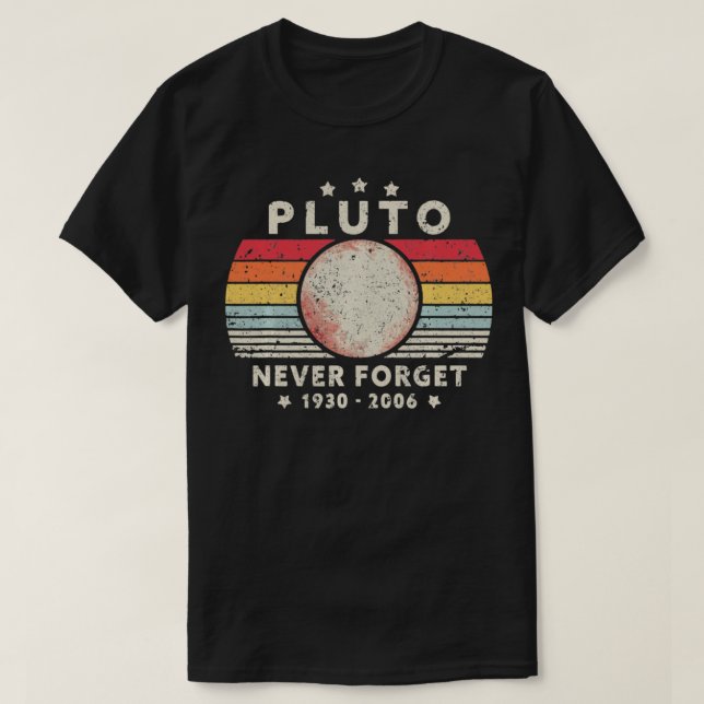 T-shirt Mens Never Forget Pluto Planet Retro Style Funny S (Design devant)