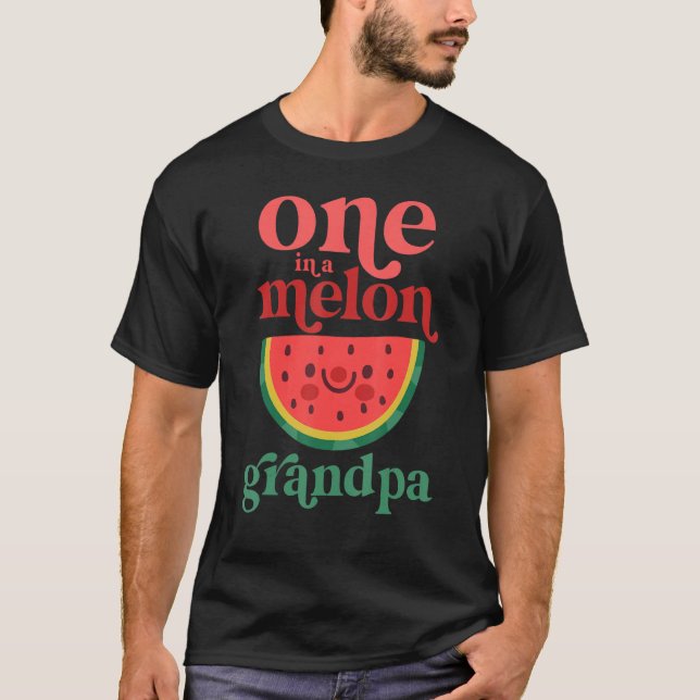 T-shirt Mens One In A Melon Grandpa Cute Watermelon First (Devant)