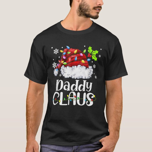 T-shirt Mens Papa Claus Père Noël Chapeau Noël Lumière Noë (Devant)