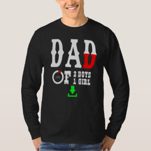 T-shirt Mens Papa De 2 Garçons 1 Fille Père Ou Grand-Père