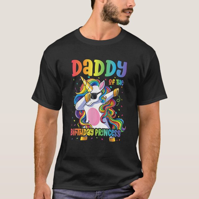 T-shirt Mens Papa De L'Anniversaire Princesse Dabbing Unic (Devant)