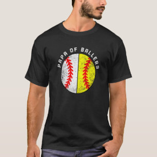 T-shirt Mens Papa Of Ballers Baseball Softball Papa
