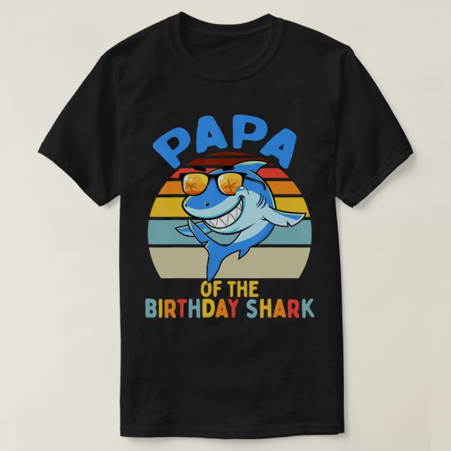 T-shirt Mens Papa of Shark Birthday Matching Family T- (Design devant)