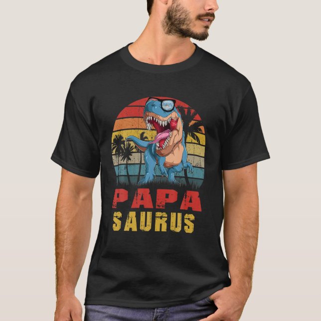 T-shirt Mens Papa Saurus Dinosaur Funny Papasaurus T Rex L (Devant)