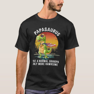 T-shirt Mens Papasaurus Comme Un Grand-Père Normal Seuleme
