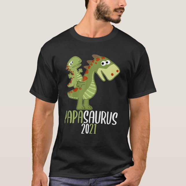 T-shirt Mens Papasaurus Dinosaure Père Papa Fils Fille P (Devant)