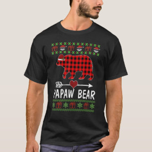 T-shirt Mens Papaw Bear Père Noël Red Plaid Family Pyjama 