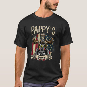 T-shirt Mens Pappy Biker Gang Drapeau Pappy Rides Vélo