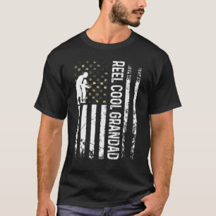 T-shirt Mens Patriotic Reel Cool Grand-Père Pour Papa Fish