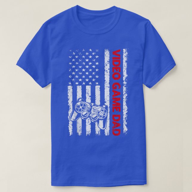 T-shirt Mens Patriotique Jeu Vidéo Papa Drapeau Américain  (Design devant)