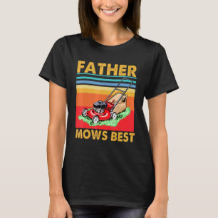 T-shirt Mens Pères Mows Meilleur Riding Mower Pères Rétro