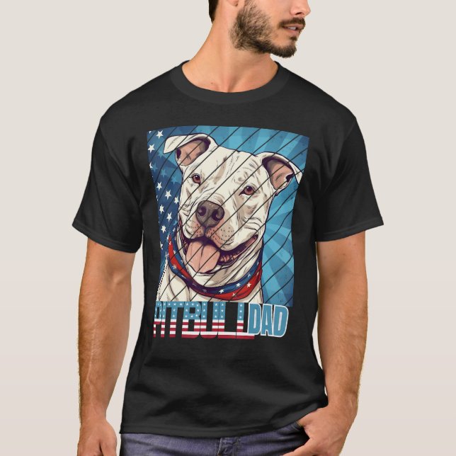 T-shirt Mens Pit bull pitbul Dad For Men (Devant)
