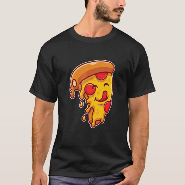 T-shirt Mens Pizza Amour Coeur Pepperoni Slice Pour Pizza (Devant)