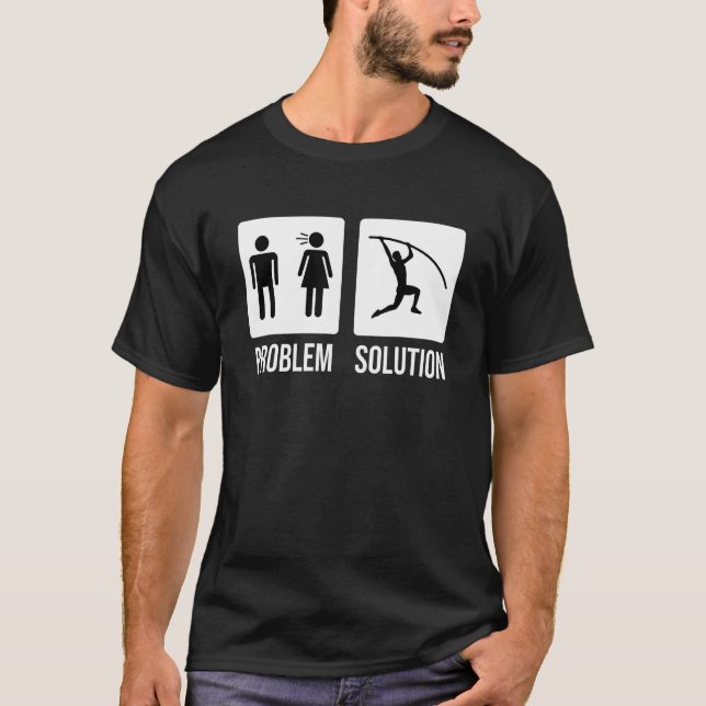 T-shirt Mens Pole Vault Vaulter Jump Problem Solution (Devant)
