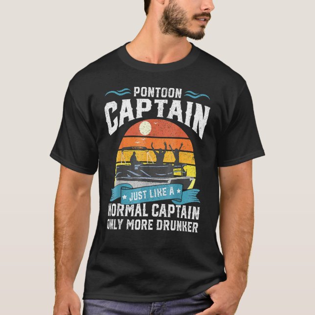 T-shirt Mens Pontoon Capitaine Bateau de démarrage présent (Devant)