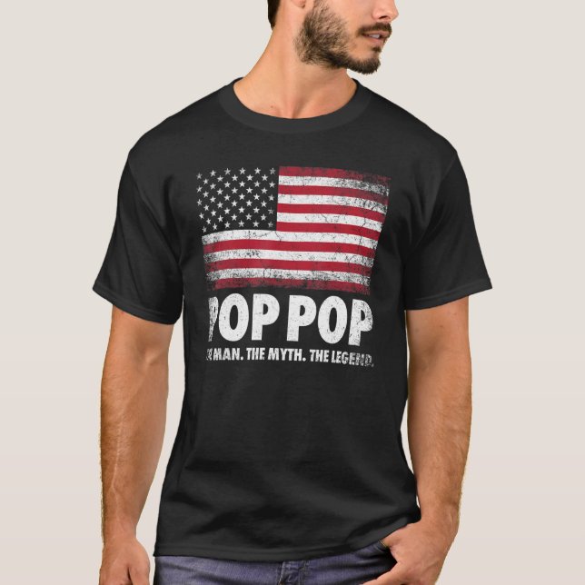 T-shirt Mens Pop Pop Fête des pères Cadeau L'Homme Mythe L (Devant)