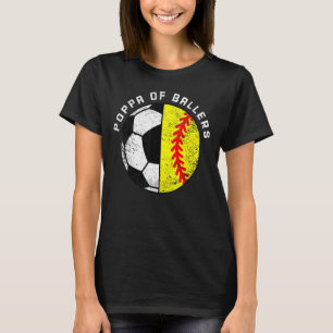 T-shirt Mens Poppa De Ballers Funny Soccer Softball Poppa