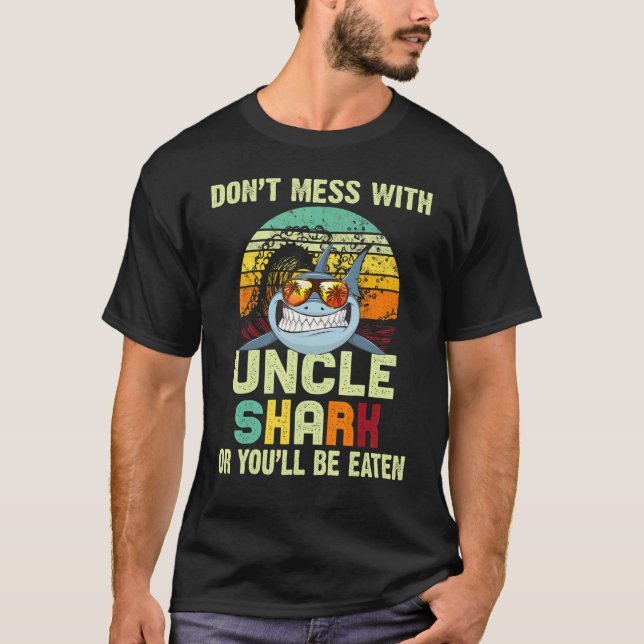 T-shirt Mens Pour Oncle Dont Mess Avec Oncle Shark (Devant)