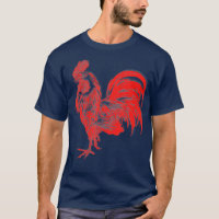 Mens Red Rooster Cocky Vintage Rooster