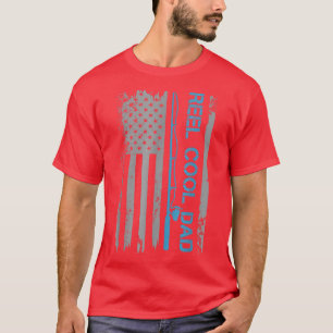 T-shirt Mens Reel Cool Dad Fishing American Flag Patriotic