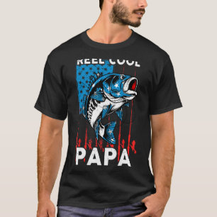 T-shirt Mens Reel Cool Papa 4 juillet American Flag Papa