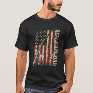 T-shirt Mens Reel Cool Papa Américain Drapeau Pêche Rod US