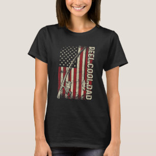 T-shirt Mens Reel Cool Papa Américain Drapeau Pêche Rod Us