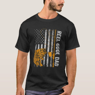 T-shirt Mens Reel Cool Papa Chemise Drapeau Américain Pêch