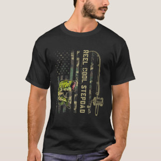 T-shirt Mens Reel Cool Uncle Camouflage American Flag Funn