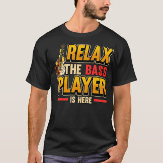 T-shirt Mens Rela Le Bass Player Est Ici Rock Music Bassi