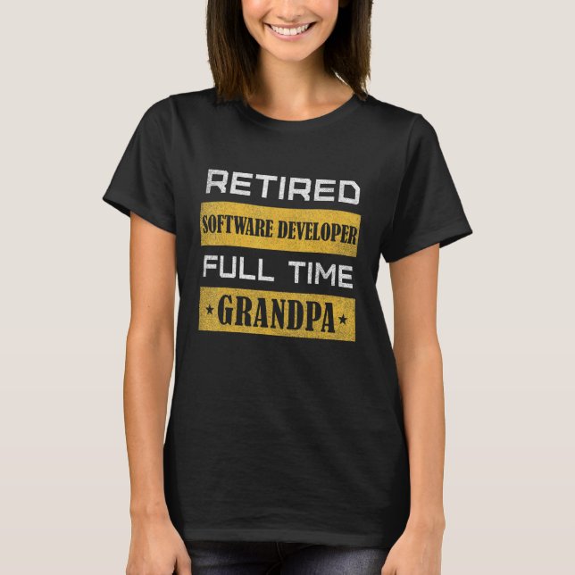 T-shirt Mens Retired Software Developer Full Time Grandpa (Devant)