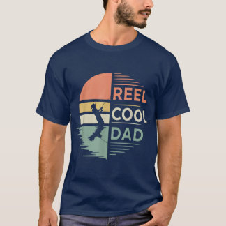 T-shirt Mens Retro Reel Cool Dad Fishing Fisherman Fisher 