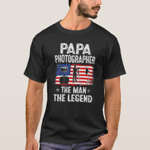 T-shirt Mens Retro Us Drapeau Fête des pères Papa Photogra