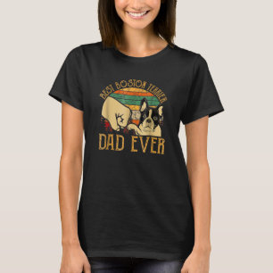 T-shirt Mens Retro Vintage Best Boston Terrier Papa Ever F