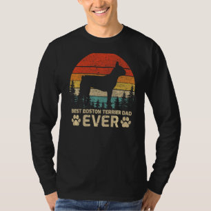T-shirt Mens Retro Vintage Best Boston Terrier Papa Ever F