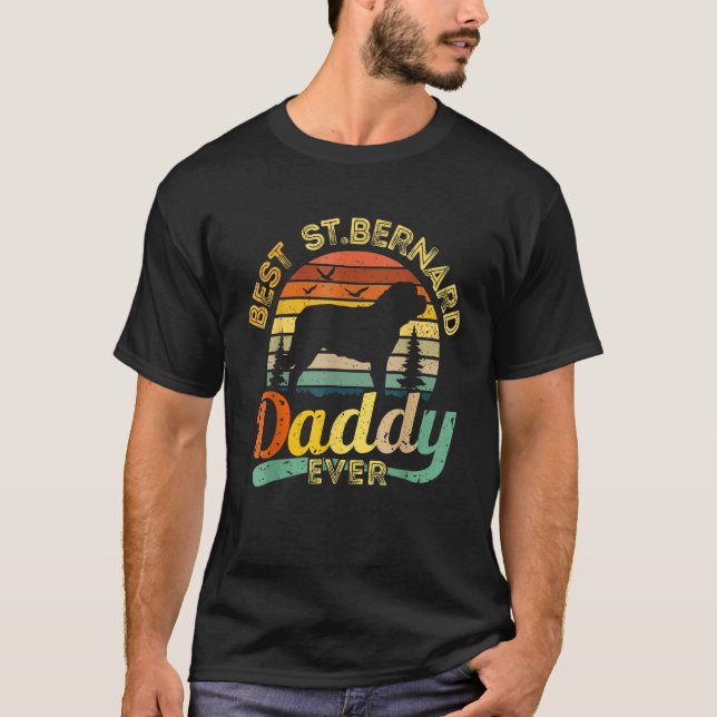 T-shirt Mens Saint Bernard Dad Best Daddy Dog  Retro Fathe (Devant)