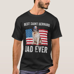T-shirt Mens Saint Bernard Papa Drapeau américain St Bern