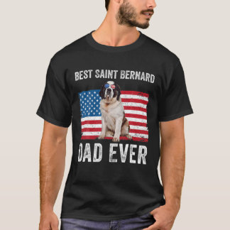 T-shirt Mens Saint Bernard Papa Drapeau américain St Berna