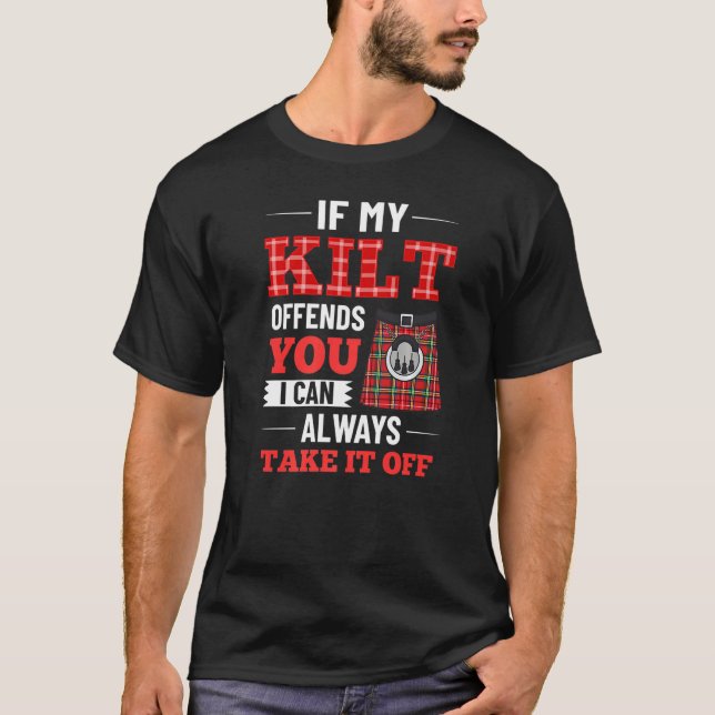 T-shirt Mens Scotsman Kilt Scotland Scottish Highland Iris (Devant)