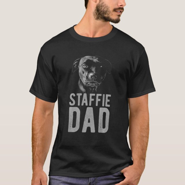 T-shirt Mens Staffordshire Bull Terrier En Noir Pour Les H (Devant)
