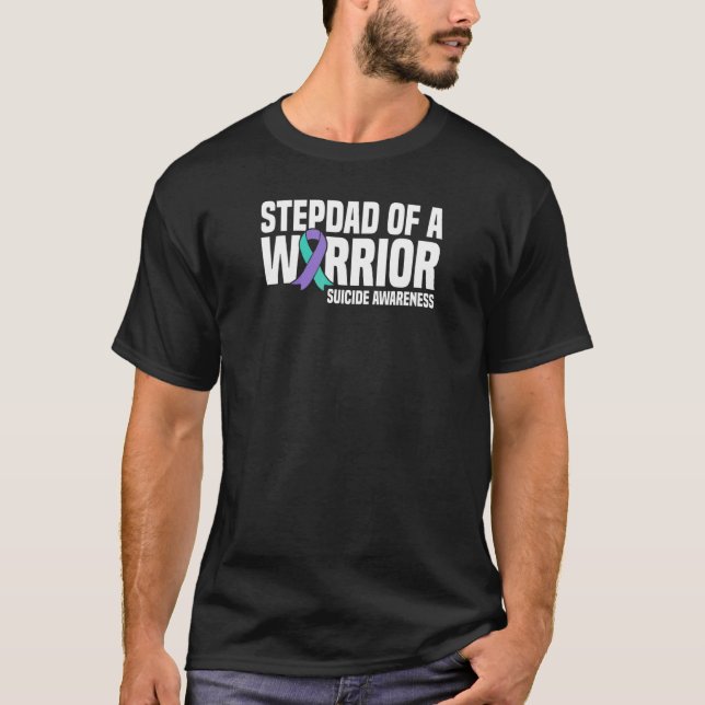 T-shirt Mens Stepdad D'Un Guerrier Prévention Du Suicide C (Devant)
