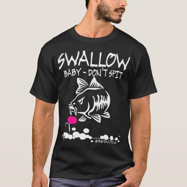 T-shirt Mens Swallow Baby Don't Spit Carp Fishing Pop-Up B (Devant)