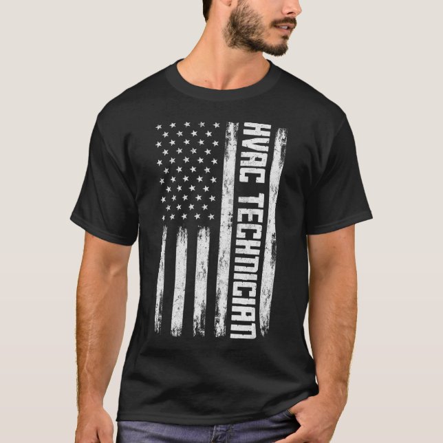 T-shirt Mens Technicien HVAC Tee American Flag Hvac Tech N (Devant)