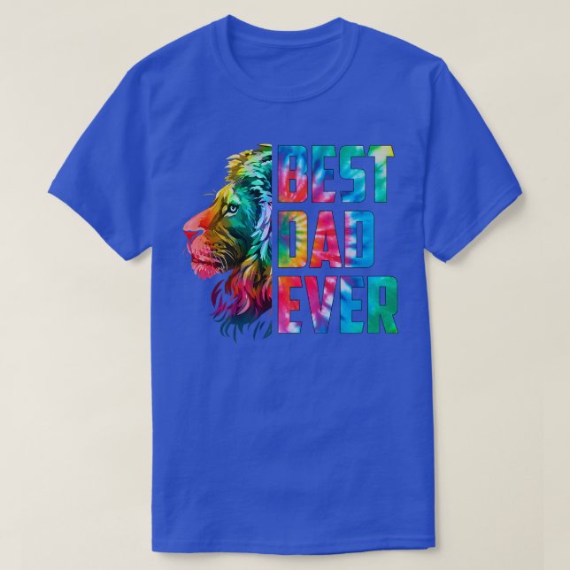 T-shirt Mens Tie Dye Lion King Meilleur Papa Jamais Fête d (Design devant)