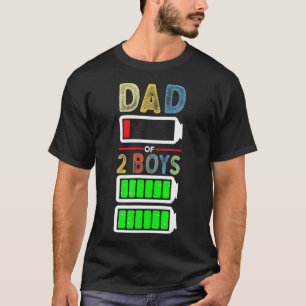 T-shirt Mens Tired Dad of 2 Two Boys Low Battery Funny Fat
