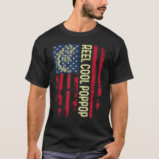 T-shirt Mens Usa Patriotic Reel Cool Poppop Pour Best Dadd